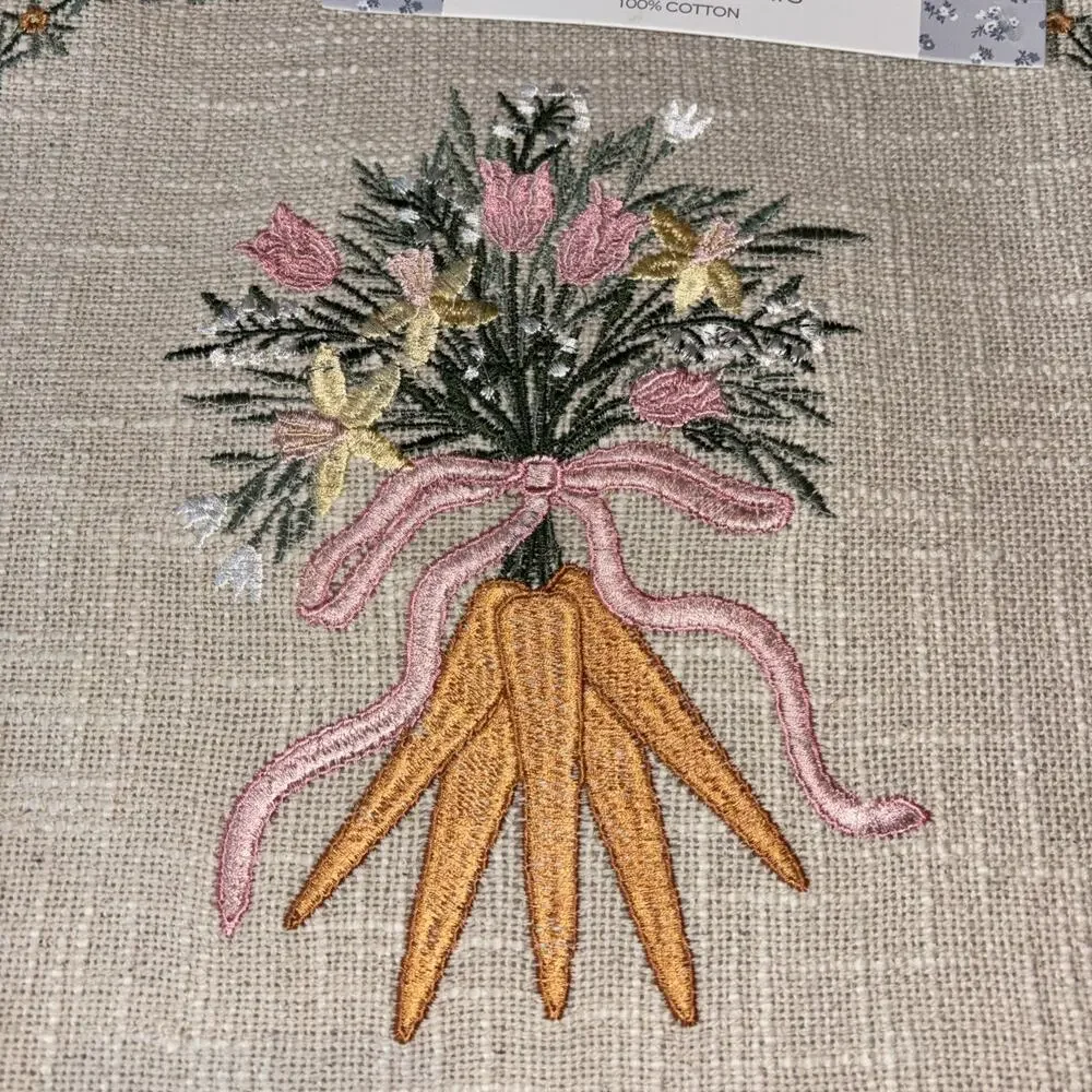 Shabby Chic Easter Embroidered Floral Carrot Placemat Set of 4 15